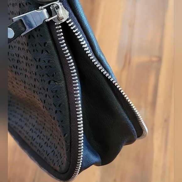 JOANEL Crossbody Bag, Faux Leather, Cutout and Zipper Detail, Black - Picture 4 of 14